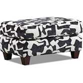 Spencer 35" Ottoman in Panda Black & White Chenille Fabric